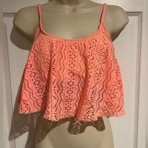 Xhilaration Melon‎ Coral Crochet Adjustable Straps Bikini Top Women’s Large